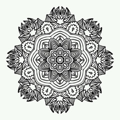 Mandala Round Monochrome Zentangle Pattern Vector Illustration