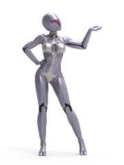 Robotic Cyber Woman is presenting 3D Rendering