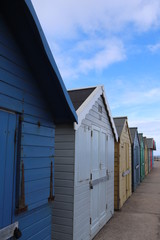 beach huts so colourful.mudesley norwich england