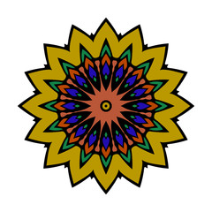 Mandala Round Colorful Zentangle Ornament Pattern Vector Illustration