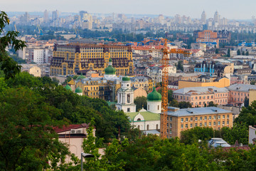 Fototapeta na wymiar View of historical neighbourhood Podil in Kiev, Ukraine