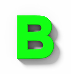 letter B 3D green isolated on white with shadow - orthogonal projection