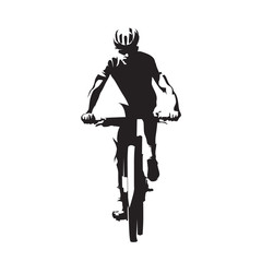 Obraz premium Mountain bike cycling, mtb, isolated vector silhouette. Downhill cyclist, front view