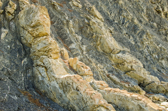 Layers of yellowish-white marl in the thickness of argillite