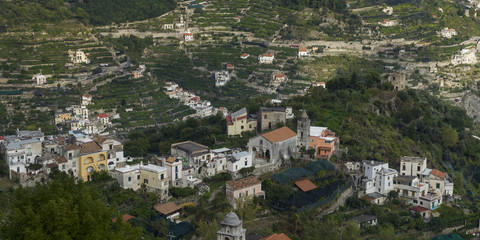 Naklejka premium Elevated view of buildings in a town, Ravello, Amalfi Coast, Salerno, Campania, Italy
