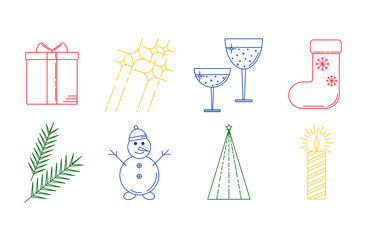 Set of Christmas line icons.