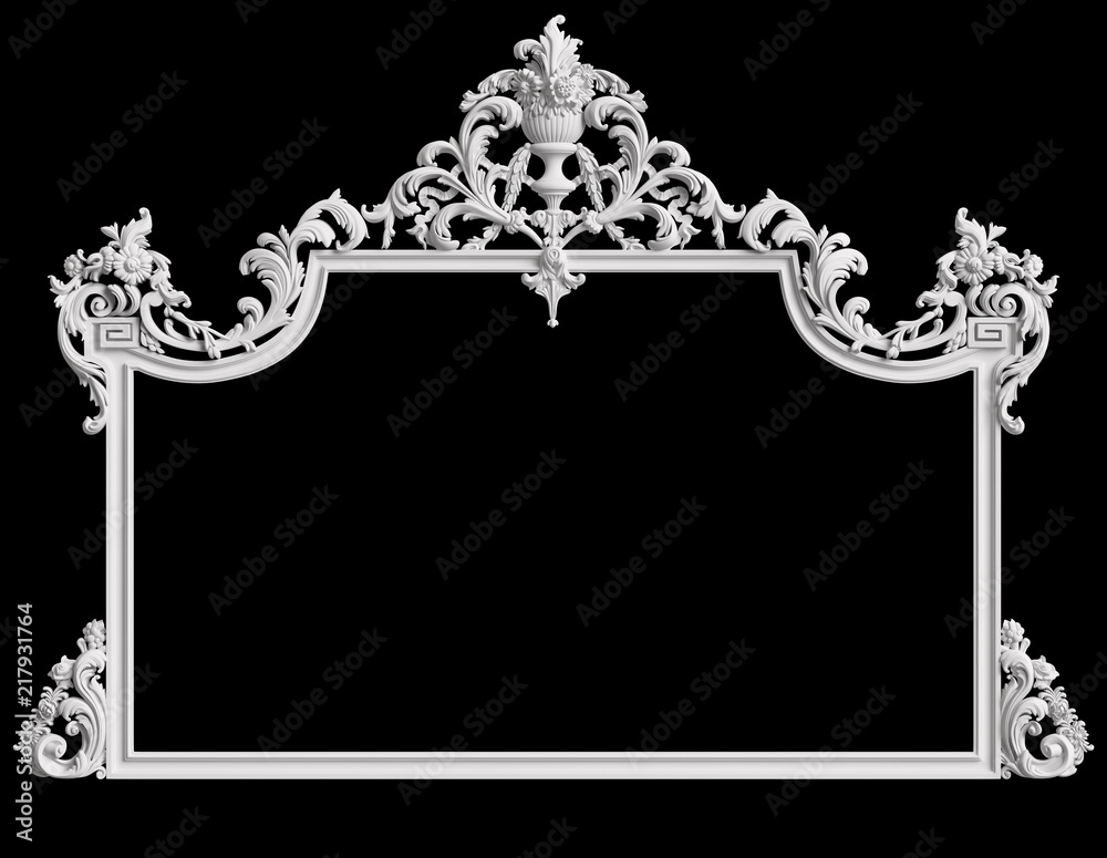 Wall mural classic frame with ornament decor isolated on black background