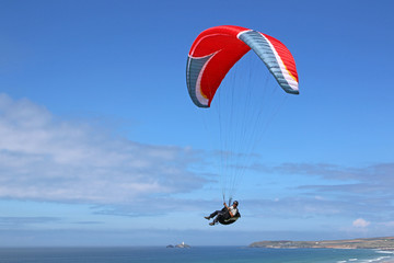 Paraglider above Hayle Beach, Cornwall