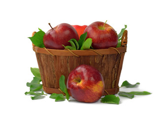 Autumn. Summer. organic apples in a basket. Vitamins. The concept of a healthy diet and lifestyle. Isolated.