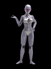 Robotic Cyber Woman is presenting 3D Rendering