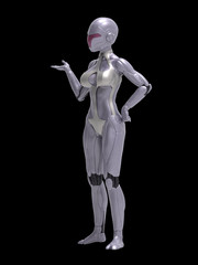 Robotic Cyber Woman is presenting 3D Rendering