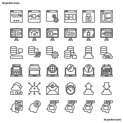 Browser and Interface Outline Icons perfect pixel.