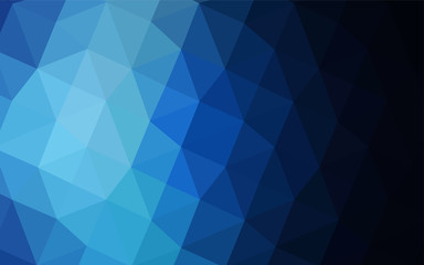 Dark BLUE vector shining triangular backdrop.