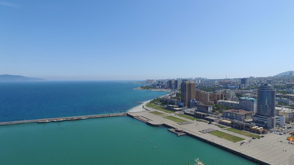 Fototapeta na wymiar Novorossiysk quay Cemes Bay, Black Sea, Krasnodar region, Russia 2018-08-08