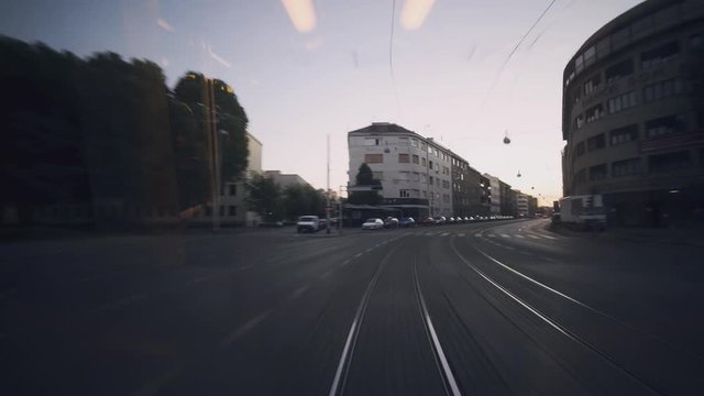 Time lapse from the back of the tram passing through Maksmir and Kvatric area in Zagreb, Croatia.