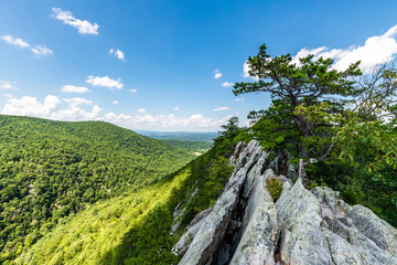 Views from the top of the Buzzard Rock hike on Massanutten Mountain in the Appalachian Mountains of...