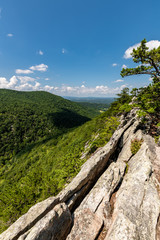 Fototapeta na wymiar Views from the top of the Buzzard Rock hike on Massanutten Mountain in the Appalachian Mountains of western Virginia, near Shenandoah National Park and Front Royal