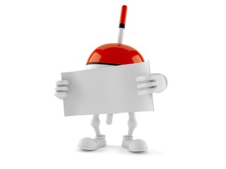 Fishing float character holding blank sheet of paper © Talaj