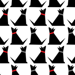 Cute dogs pattern. Vector background. Urban backdrop for textile