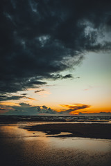 Storm clouds, storm Passing over Sea, dramatic clouds after storm coast line