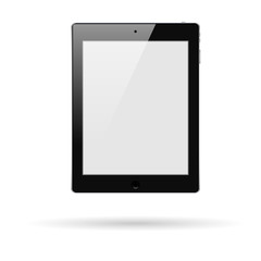 Tablet on a white background. Vector. New technology with front camera