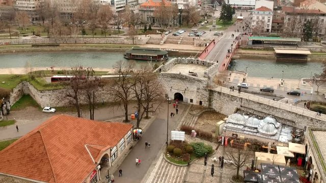 Aerial Drone View Of Medieval Fortress Naissus 