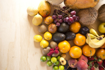 fruit fresh on wooden table