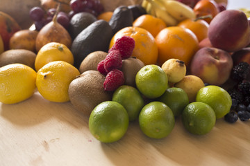 fruit fresh on wooden table