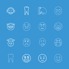 Collection of 16 smile outline icons