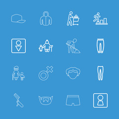 Collection of 16 men outline icons