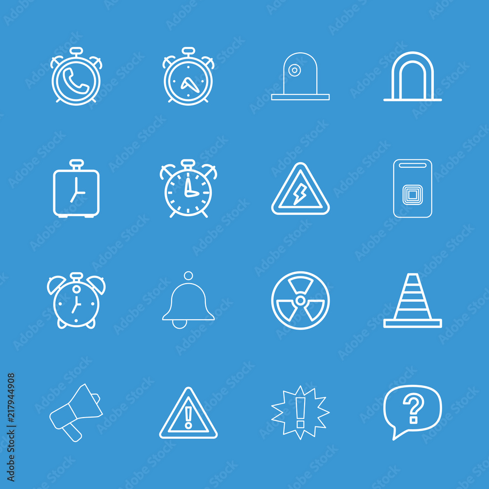 Sticker collection of 16 alert outline icons