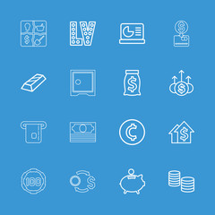 Collection of 16 money outline icons