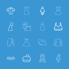 Collection of 16 lady outline icons