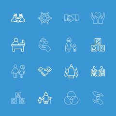 Collection of 16 together outline icons