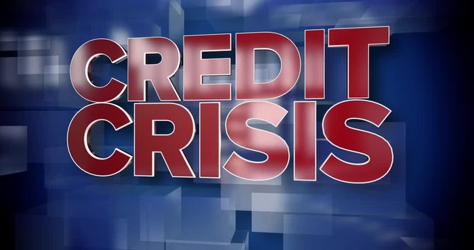 A red and blue dynamic 3D Credit Crisis title page background animation.  	