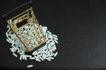 Shopping cart filled with medicine