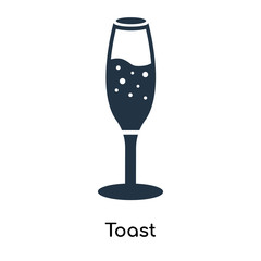 Toast icon vector isolated on white background, Toast sign , filled dark symbol