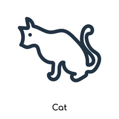 Cat icon vector isolated on white background, Cat sign , illustration with thin symbols or lined elements in outline style