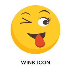 Wink icon vector isolated on white background, Wink sign