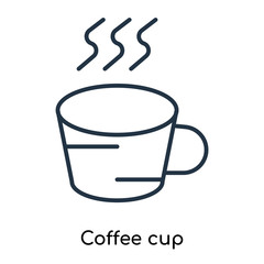 Coffee cup icon vector isolated on white background, Coffee cup sign , thin symbols or lined elements in outline style