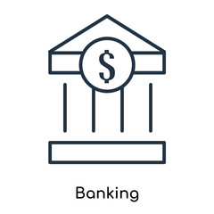 Banking icon vector isolated on white background, Banking sign , thin symbols or lined elements in outline style