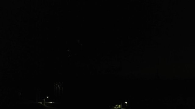 Aerial footage of fireworks over water. Rhine, Hesse, Germany.