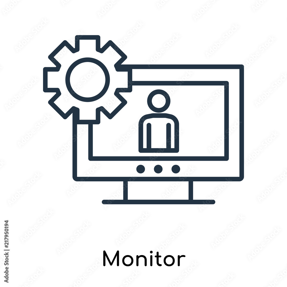 Wall mural Monitor icon vector isolated on white background, Monitor sign , thin symbols or lined elements in outline style - Wall murals