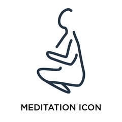 Meditation icon vector isolated on white background, Meditation sign , thin elements or linear logo design in outline style
