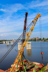 Fototapeta premium River cargo port in Kiev, Ukraine