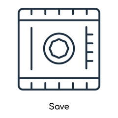 Save icon vector isolated on white background, Save sign , thin symbols or lined elements in outline style