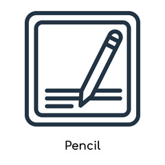 Pencil icon vector isolated on white background, Pencil sign , line symbols or linear logo design in outline style