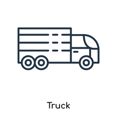 Truck icon vector isolated on white background, Truck sign , thin symbols or lined elements in outline style