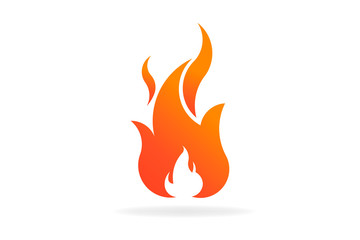 Fire flame with hidden negative space. Vector Logo Symbol