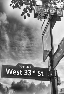 New York, West 33rd Street Intersection Sign In Manhattan